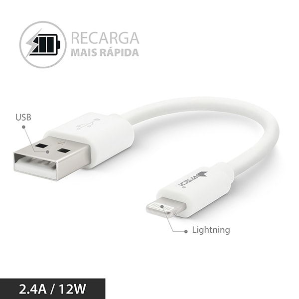 Cabo USB para Lightning, 12cm, Branco, App-tech - PT 1 UN