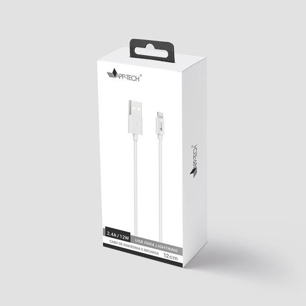 Cabo USB para Lightning, 12cm, Branco, App-tech - PT 1 UN