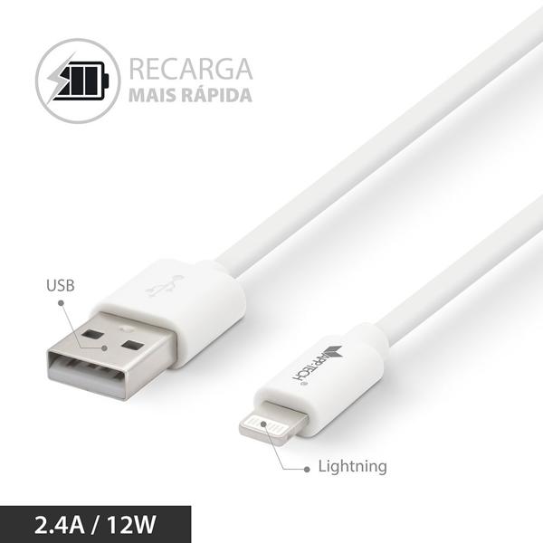 Cabo USB para Lightning, 1,5m, Branco, App-tech - PT 1 UN