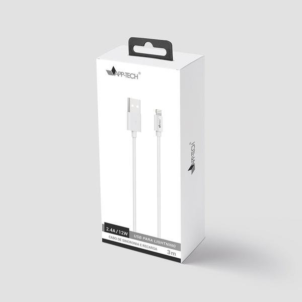 Cabo USB para Lightning, 3m, Branco, App-tech - PT 1 UN