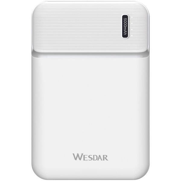 Carregador Portátil Power Bank USB 5.000mAh Branco S138 Wesdar - CX 1 UN