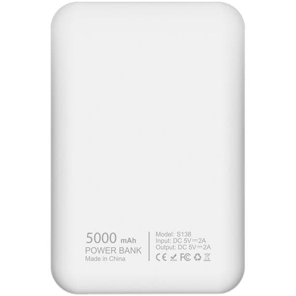 Carregador Portátil Power Bank USB 5.000mAh Branco S138 Wesdar - CX 1 UN