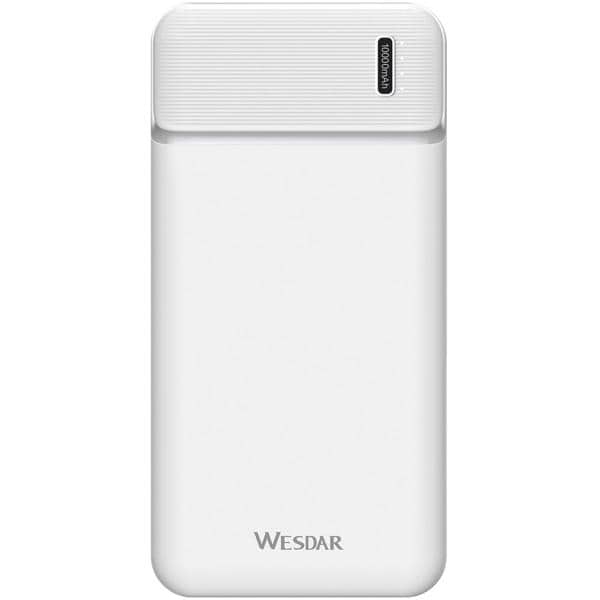 Carregador portátil Power Bank USB 10.000mAh Branco S139 Wesdar - CX 1 UN