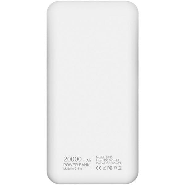 Carregador portátil Power Bank USB 20.000mAh Branco S150 Wesdar - CX 1 UN