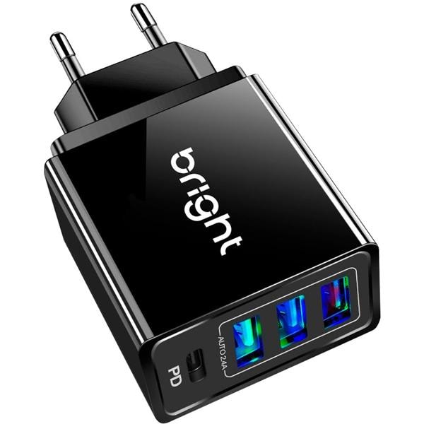 Carregador de tomada com 3 saídas USB e 1 tipo-C, Bivolt, CG002, Bright - CX 1 UN