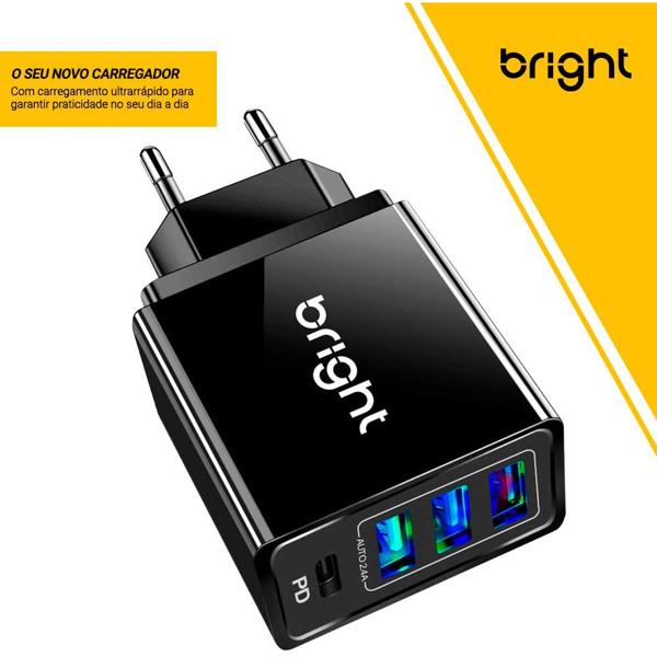 Carregador de tomada com 3 saídas USB e 1 tipo-C, Bivolt, CG002, Bright - CX 1 UN