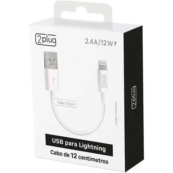 Cabo USB-A para Lightning, 12cm, Branco, 2Plug - CX 1 UN