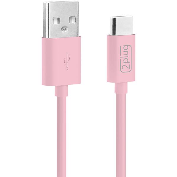 Cabo USB A para Tipo-C, 1m, Rosa, 2Plug - CX 1 UN