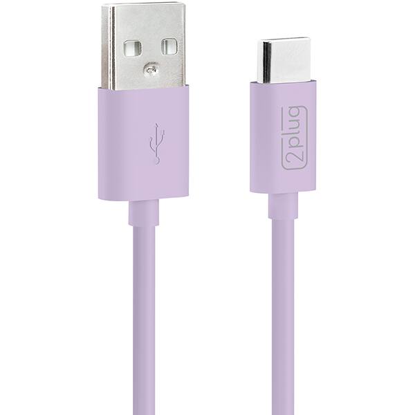 Cabo USB A para Tipo-C, 1m, Lilás, 2Plug - CX 1 UN