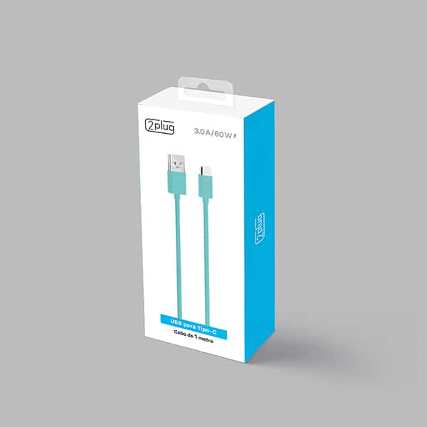 Cabo USB A para Tipo-C, 1m, Azul, 2Plug - CX 1 UN