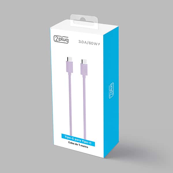 Cabo USB C para Tipo-C, 1m, Lilás, 2Plug - CX 1 UN