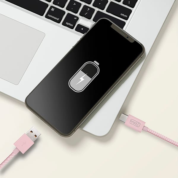 Cabo USB para Tipo-C em Nylon, 1m, Rosa e Branco, 2Plug - CX 1 UN