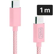 Cabo USB C para Tipo-C em Nylon, 1m, Rosa e Branco, 2Plug - CX 1 UN