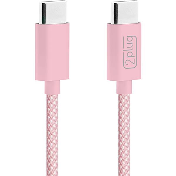 Cabo USB C para Tipo - C em Nylon, 1m, Rosa e Branco, 2Plug - CX 1 UN