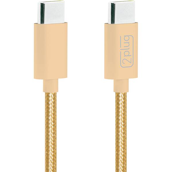 Cabo USB C para Tipo - C em Nylon, 2m, Dourado, 2Plug - CX 1 UN