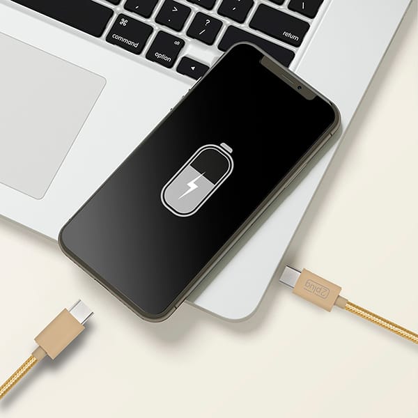 Cabo USB C para Tipo-C em Nylon, 2m, Dourado, 2Plug - CX 1 UN