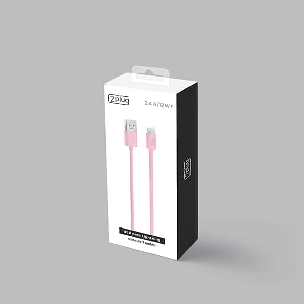 Cabo USB para lightning, 1m, Rosa, 2Plug - CX 1 UN