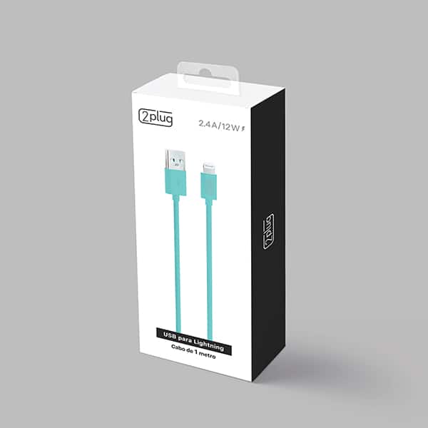 Cabo USB para lightning, 1m, Azul, 2Plug - CX 1 UN