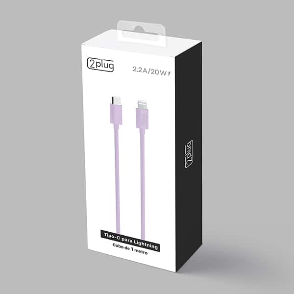 Cabo USB C para lightning, 1m, Lilás, 2Plug - CX 1 UN