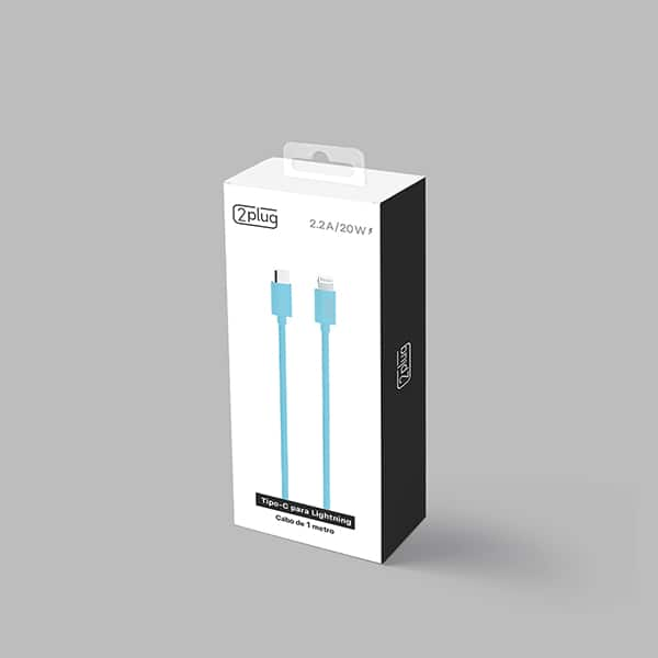 Cabo USB C para lightning, 1m, Azul, 2Plug - CX 1 UN