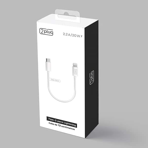 Cabo USB C para lightning, 12cm, Branco, 2Plug - CX 1 UN