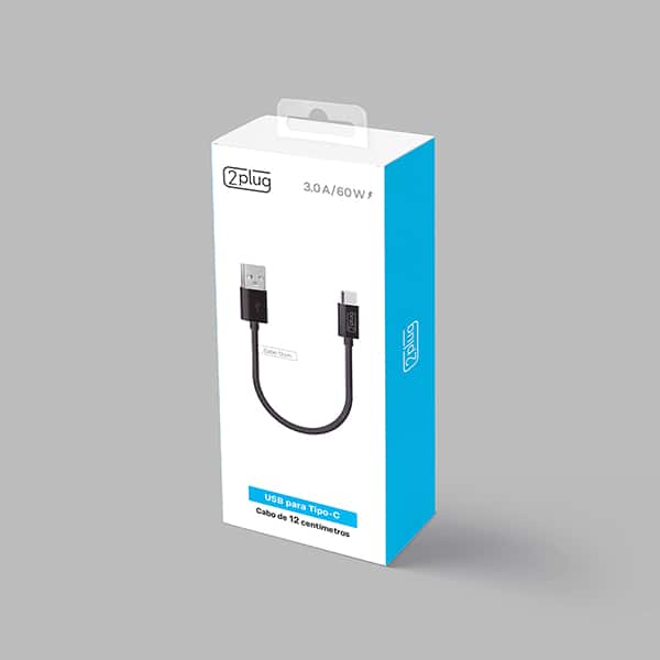Cabo USB para Tipo-C, 12cm, Preto, 2Plug - CX 1 UN