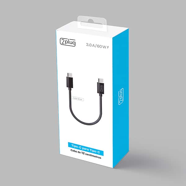 Cabo USB C para Tipo-C, 12cm, Preto, 2Plug - CX 1 UN