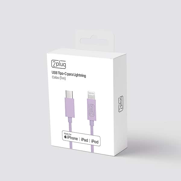 Cabo USB C para lightning, certificado Apple, 1m, Lilás, 2Plug - CX 1 UN