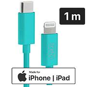Cabo USB C para lightning, certificado Apple, 1m, Azul, 2Plug - CX 1 UN
