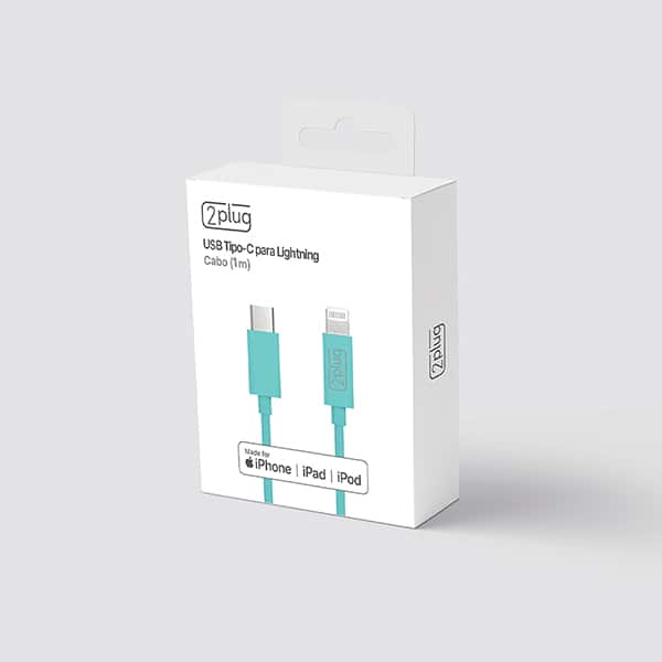 Cabo USB C para lightning, certificado Apple, 1m, Azul, 2Plug - CX 1 UN