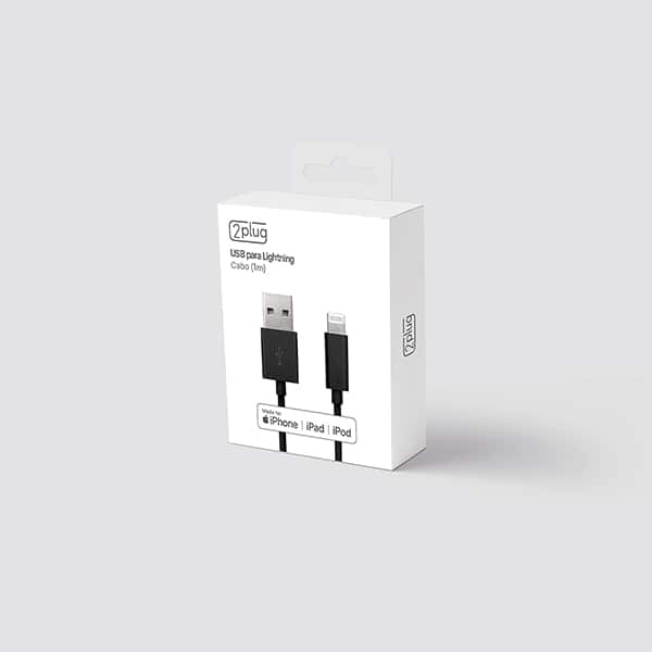 Cabo USB para lightning, certificado Apple, 1m, Preto, 2Plug - CX 1 UN