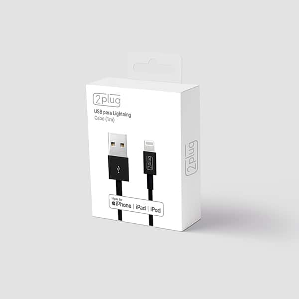 Cabo USB para lightning, certificado Apple, 1m, Preto, 2Plug - CX 1 UN