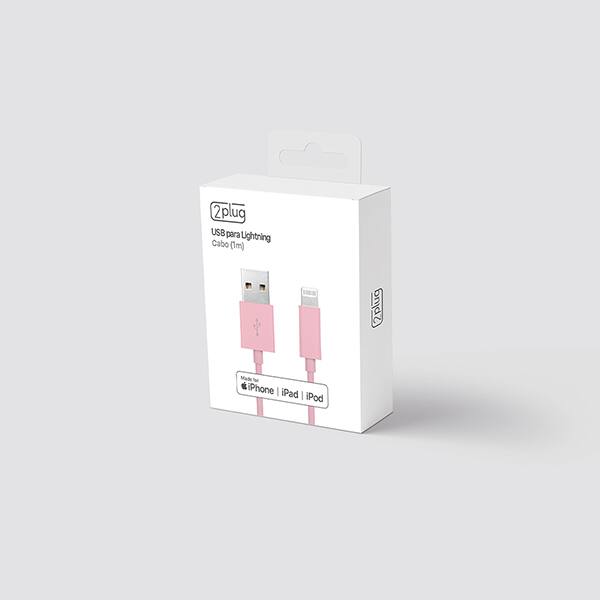 Cabo USB para lightning, certificado Apple, 1m, Rosa, 2Plug - CX 1 UN