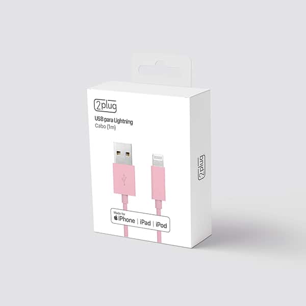 Cabo USB para lightning, certificado Apple, 1m, Rosa, 2Plug - CX 1 UN