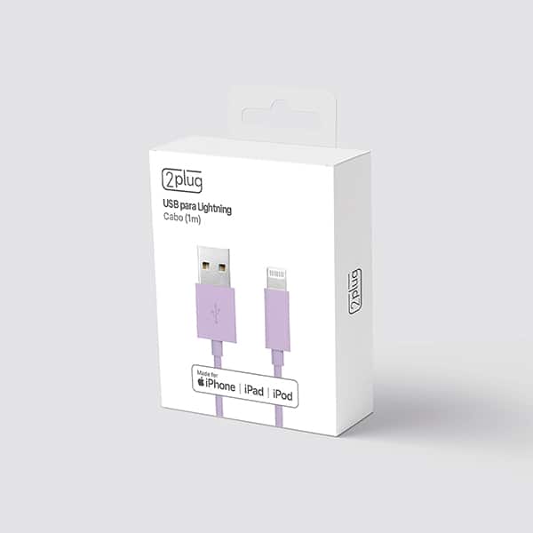 Cabo USB para lightning, certificado Apple, 1m, Lilás, 2Plug - CX 1 UN