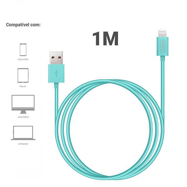 Cabo USB para lightning, certificado Apple, 1m, Azul, 2Plug - CX 1 UN