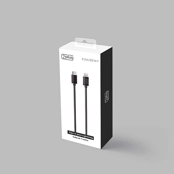 Cabo USB C para lightning, 1m, Preto, 2Plug - CX 1 UN