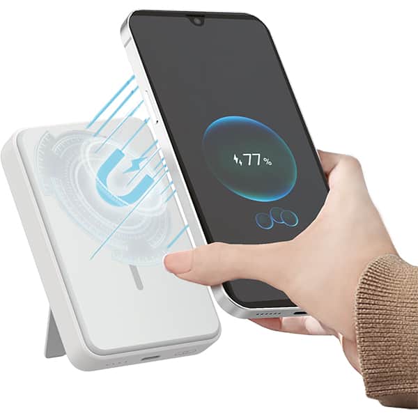 Carregador portátil por indução USB-C, Fast charger, 10000mAh, Branco, PT100A, 2Plug - CX 1 UN