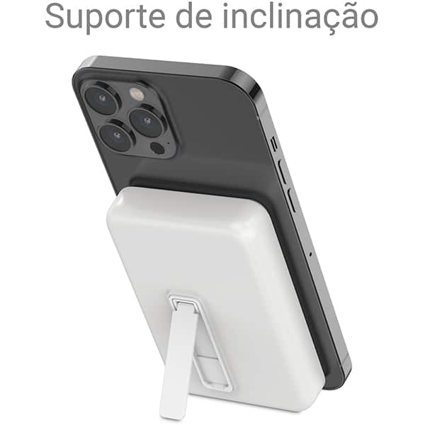 Carregador Portátil Power Bank por Indução Magnética, Conexão Tipo-C, Fast Charger PD, 10000mAh, Branco, PT100A, 2Plug - CX 1 UN