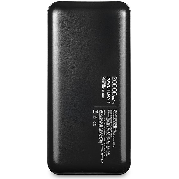 Carregador Portátil Power Bank USB, Fast Charger PD, 20000mAh, Preto, OP18S, 2Plug - CX 1 UN