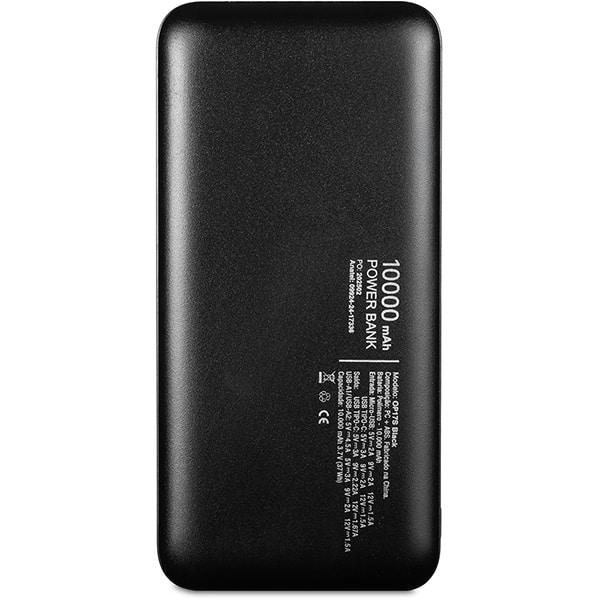 Carregador Portátil Power Bank USB, Fast Charger PD, 10000mAh, Preto, OP17S, 2Plug - CX 1 UN