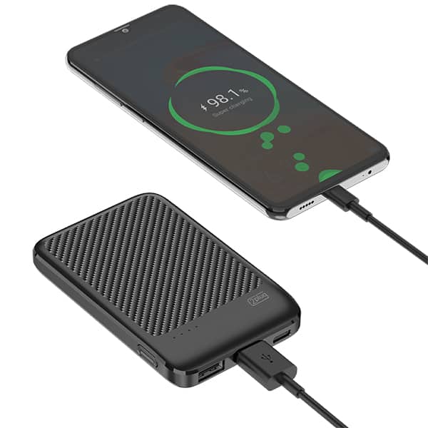 Carregador portátil usb, 3 em 1, 5000mAh, Preto, SL05, 2Plug - CX 1 UN