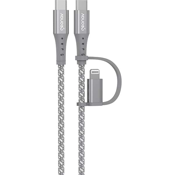 Cabo USB para Tipo-C e Lightning , 1,5m, Cinza, LC21GR, Geonav - CX 1 UN