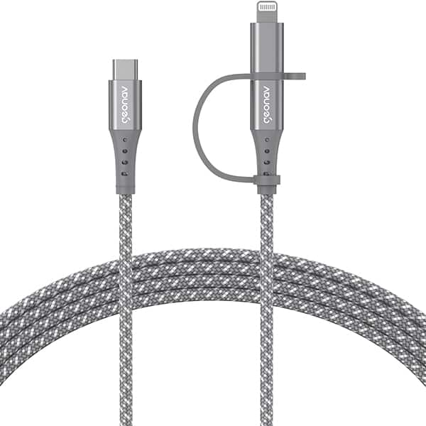 Cabo USB para Tipo-C e Lightning , 1,5m, Cinza, LC21GR, Geonav - CX 1 UN