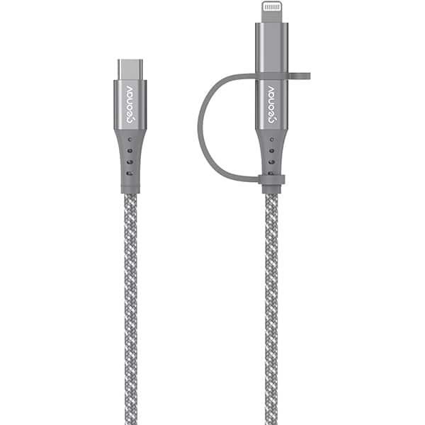 Cabo USB para Tipo-C e Lightning , 1,5m, Cinza, LC21GR, Geonav - CX 1 UN