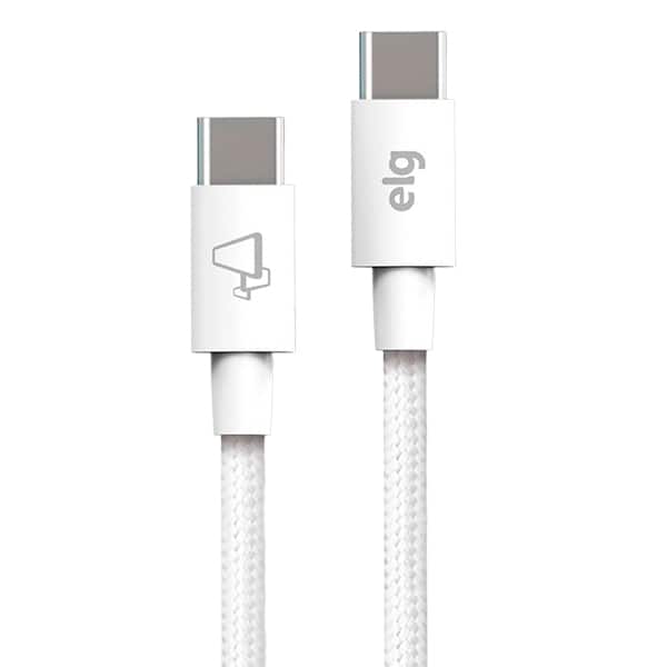 Cabo USB-C para USB-C 2m, Branco, TC602, Elg - CX 1 UN Cabo USB-C para USB-C 2m, Branco, TC602, Elg - CX 1 UN