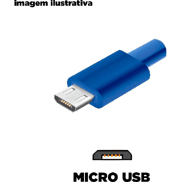 Cabo USB-A para micro USB, 1m, Azul, VQ-D83 74628, Letron - CX 1 UN Cabo USB-A para micro USB, 1m, Azul, VQ-D83 74628, Letron - CX 1 UN