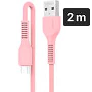 Cabo USB-A para micro USB, 2m, Rosa, VQ-D88 74618, Letron - CX 1 UN