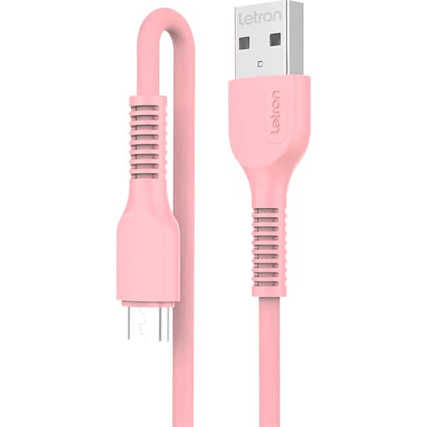 Cabo USB-A para micro USB, 2m, Rosa, VQ-D88 74618, Letron - CX 1 UN