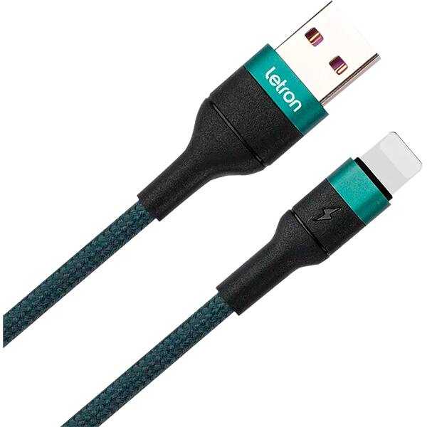 Cabo USB-A para lightning, 1m, Verde, VQ-D109 74638, Letron - CX 1 UN Cabo USB-A para lightning, 1m, Verde, VQ-D109 74638, Letron - CX 1 UN